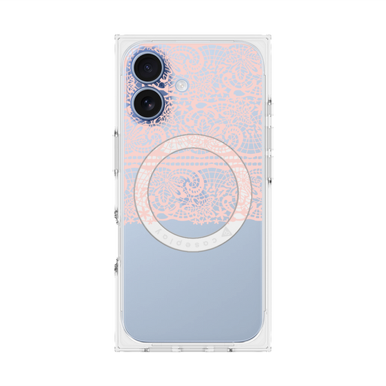 プレミアムスクエアケース with MagSafe［ LANVIN en Bleu - Lace - Pink ］