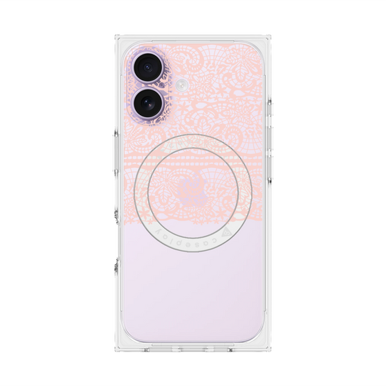 プレミアムスクエアケース with MagSafe［ LANVIN en Bleu - Lace - Pink ］