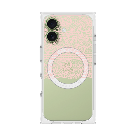 プレミアムスクエアケース with MagSafe［ LANVIN en Bleu - Lace - Pink ］