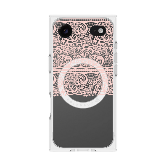 プレミアムスクエアケース with MagSafe［ LANVIN en Bleu - Lace - Pink ］