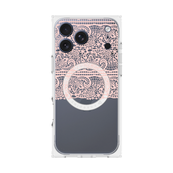 プレミアムスクエアケース with MagSafe［ LANVIN en Bleu - Lace - Pink ］