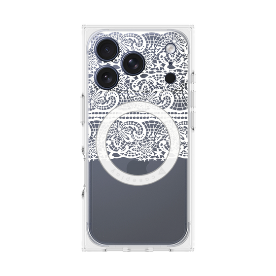 プレミアムスクエアケース with MagSafe［ LANVIN en Bleu - Lace - White ］