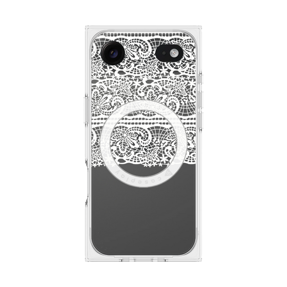 プレミアムスクエアケース with MagSafe［ LANVIN en Bleu - Lace - White ］