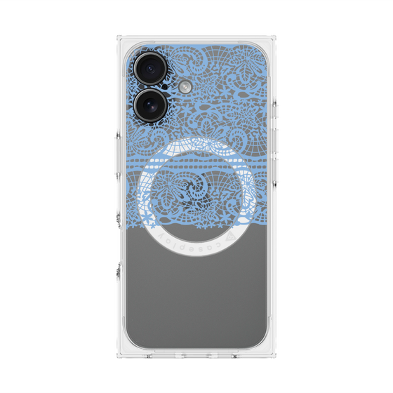 プレミアムスクエアケース with MagSafe［ LANVIN en Bleu - Lace - Blue ］