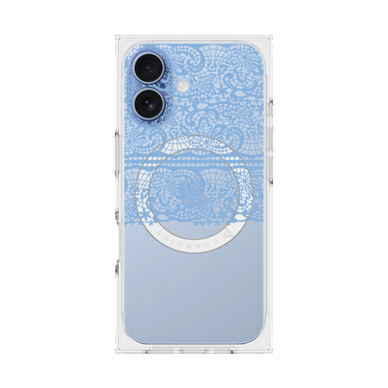 プレミアムスクエアケース with MagSafe［ LANVIN en Bleu - Lace - Blue ］