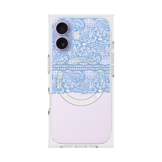 プレミアムスクエアケース with MagSafe［ LANVIN en Bleu - Lace - Blue ］