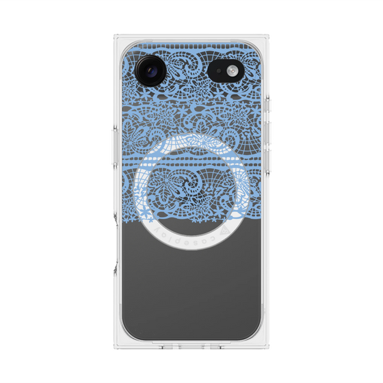 プレミアムスクエアケース with MagSafe［ LANVIN en Bleu - Lace - Blue ］