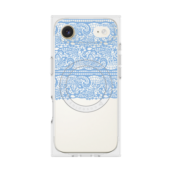 プレミアムスクエアケース with MagSafe［ LANVIN en Bleu - Lace - Blue ］