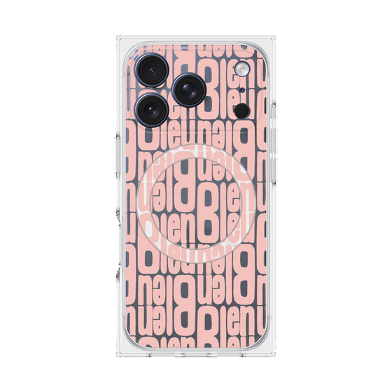 プレミアムスクエアケース with MagSafe［ LANVIN en Bleu - Logo Pattern - Pink ］