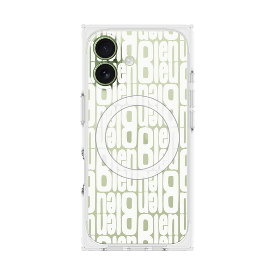 プレミアムスクエアケース with MagSafe［ LANVIN en Bleu - Logo Pattern - White ］