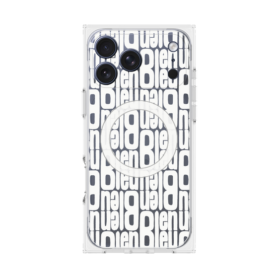 プレミアムスクエアケース with MagSafe［ LANVIN en Bleu - Logo Pattern - White ］