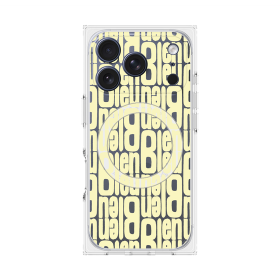 プレミアムスクエアケース with MagSafe［ LANVIN en Bleu - Logo Pattern - Yellow ］