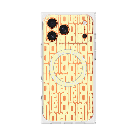プレミアムスクエアケース with MagSafe［ LANVIN en Bleu - Logo Pattern - Yellow ］