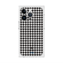 プレミアムスクエアケース with MagSafe［ Houndstooth Pattern Black with LANVIN en Bleu logo- ランバン 千鳥格子柄 ブラック ］