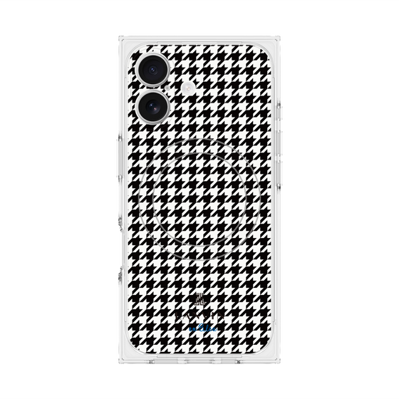 プレミアムスクエアケース with MagSafe［ Houndstooth Pattern Black with LANVIN en Bleu logo- ランバン 千鳥格子柄 ブラック ］
