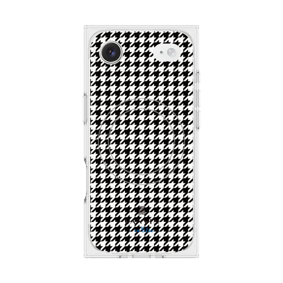 プレミアムスクエアケース with MagSafe［ Houndstooth Pattern Black with LANVIN en Bleu logo- ランバン 千鳥格子柄 ブラック ］