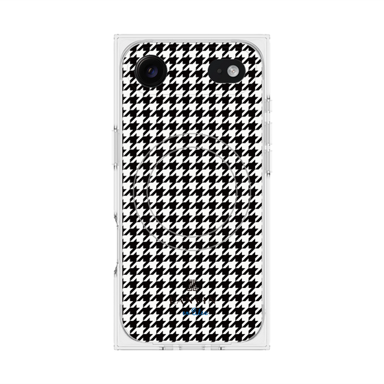 プレミアムスクエアケース with MagSafe［ Houndstooth Pattern Black with LANVIN en Bleu logo- ランバン 千鳥格子柄 ブラック ］