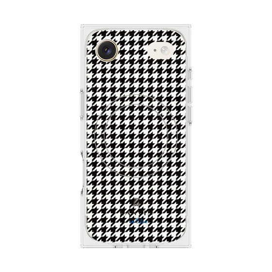 プレミアムスクエアケース with MagSafe［ Houndstooth Pattern Black with LANVIN en Bleu logo- ランバン 千鳥格子柄 ブラック ］