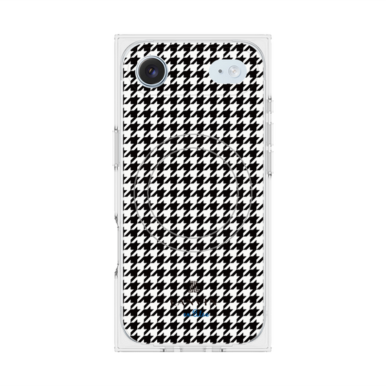 プレミアムスクエアケース with MagSafe［ Houndstooth Pattern Black with LANVIN en Bleu logo- ランバン 千鳥格子柄 ブラック ］