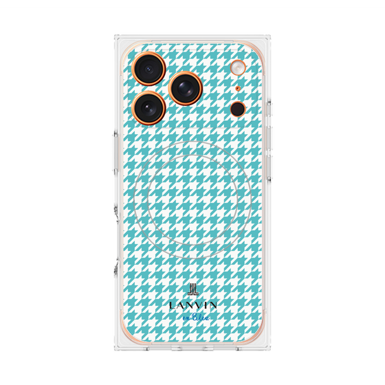 プレミアムスクエアケース with MagSafe［ Houndstooth Pattern Blue with LANVIN en Bleu logo- ランバン 千鳥格子柄 ブルー ］