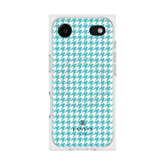 プレミアムスクエアケース with MagSafe［ Houndstooth Pattern Blue with LANVIN en Bleu logo- ランバン 千鳥格子柄 ブルー ］