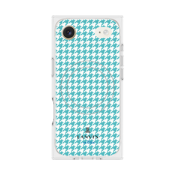 プレミアムスクエアケース with MagSafe［ Houndstooth Pattern Blue with LANVIN en Bleu logo- ランバン 千鳥格子柄 ブルー ］