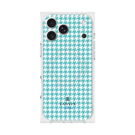プレミアムスクエアケース with MagSafe［ Houndstooth Pattern Blue with LANVIN en Bleu logo- ランバン 千鳥格子柄 ブルー ］