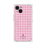 プレミアムスクエアケース with MagSafe［ Houndstooth Pattern Pink with LANVIN en Bleu logo- ランバン 千鳥格子柄 ピンク ］