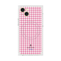 プレミアムスクエアケース with MagSafe［ Houndstooth Pattern Pink with LANVIN en Bleu logo- ランバン 千鳥格子柄 ピンク ］