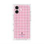 プレミアムスクエアケース with MagSafe［ Houndstooth Pattern Pink with LANVIN en Bleu logo- ランバン 千鳥格子柄 ピンク ］