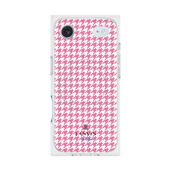 プレミアムスクエアケース with MagSafe［ Houndstooth Pattern Pink with LANVIN en Bleu logo- ランバン 千鳥格子柄 ピンク ］