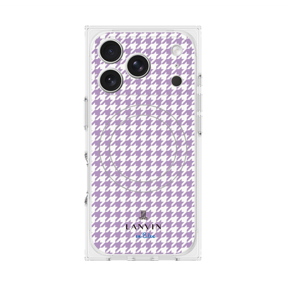 プレミアムスクエアケース with MagSafe［ Houndstooth Pattern Purple -with LANVIN en Bleu logo ランバン 千鳥格子柄 パープル ］