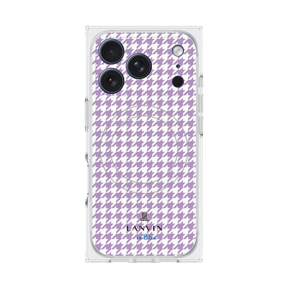 プレミアムスクエアケース with MagSafe［ Houndstooth Pattern Purple -with LANVIN en Bleu logo ランバン 千鳥格子柄 パープル ］