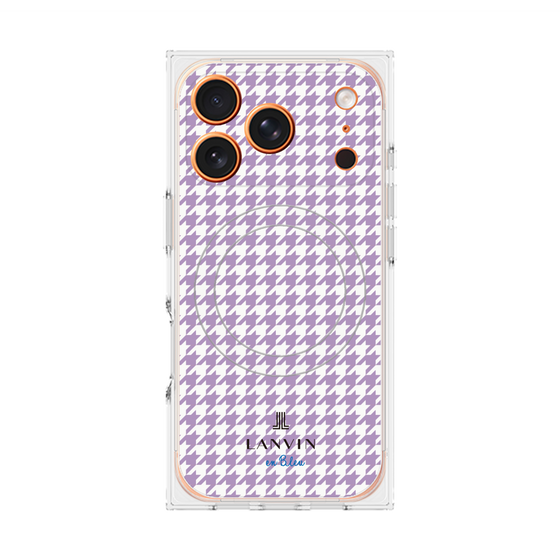 プレミアムスクエアケース with MagSafe［ Houndstooth Pattern Purple -with LANVIN en Bleu logo ランバン 千鳥格子柄 パープル ］