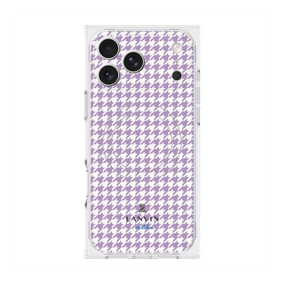 プレミアムスクエアケース with MagSafe［ Houndstooth Pattern Purple -with LANVIN en Bleu logo ランバン 千鳥格子柄 パープル ］