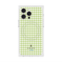 プレミアムスクエアケース with MagSafe［ Houndstooth Pattern Green with LANVIN en Bleu logo- ランバン 千鳥格子柄 グリーン ］