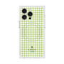 プレミアムスクエアケース with MagSafe［ Houndstooth Pattern Green with LANVIN en Bleu logo- ランバン 千鳥格子柄 グリーン ］