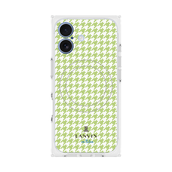 プレミアムスクエアケース with MagSafe［ Houndstooth Pattern Green with LANVIN en Bleu logo- ランバン 千鳥格子柄 グリーン ］