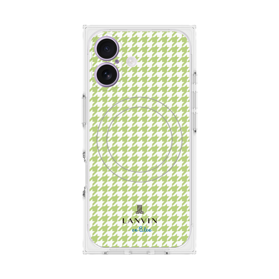 プレミアムスクエアケース with MagSafe［ Houndstooth Pattern Green with LANVIN en Bleu logo- ランバン 千鳥格子柄 グリーン ］