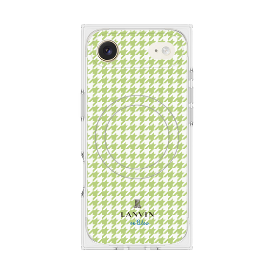 プレミアムスクエアケース with MagSafe［ Houndstooth Pattern Green with LANVIN en Bleu logo- ランバン 千鳥格子柄 グリーン ］