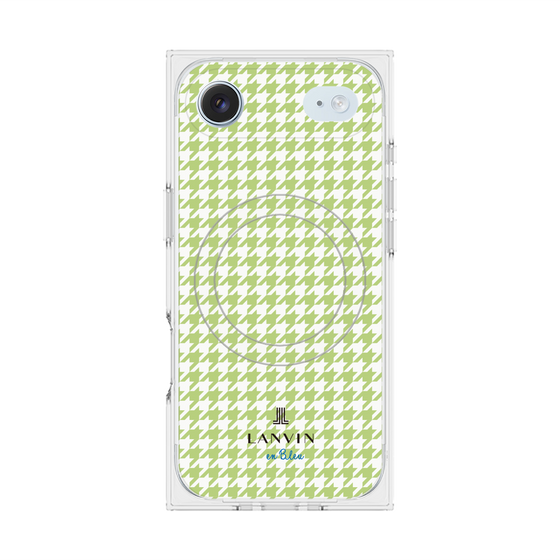 プレミアムスクエアケース with MagSafe［ Houndstooth Pattern Green with LANVIN en Bleu logo- ランバン 千鳥格子柄 グリーン ］