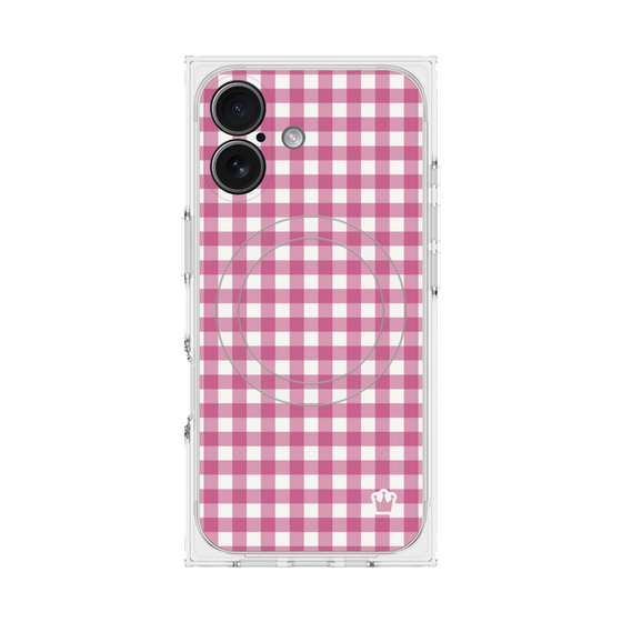 プレミアムスクエアケース with MagSafe［ Checkered Pink - ギンガムチェック ピンク ］