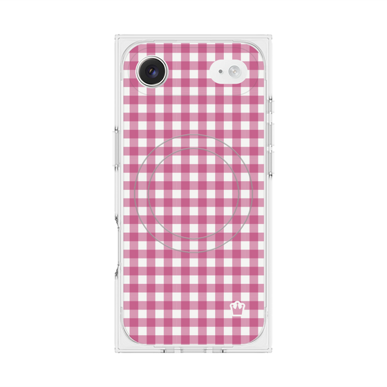プレミアムスクエアケース with MagSafe［ Checkered Pink - ギンガムチェック ピンク ］