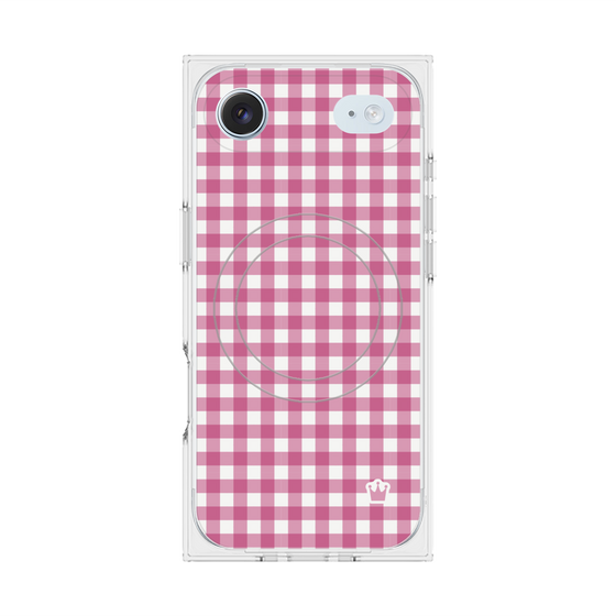 プレミアムスクエアケース with MagSafe［ Checkered Pink - ギンガムチェック ピンク ］