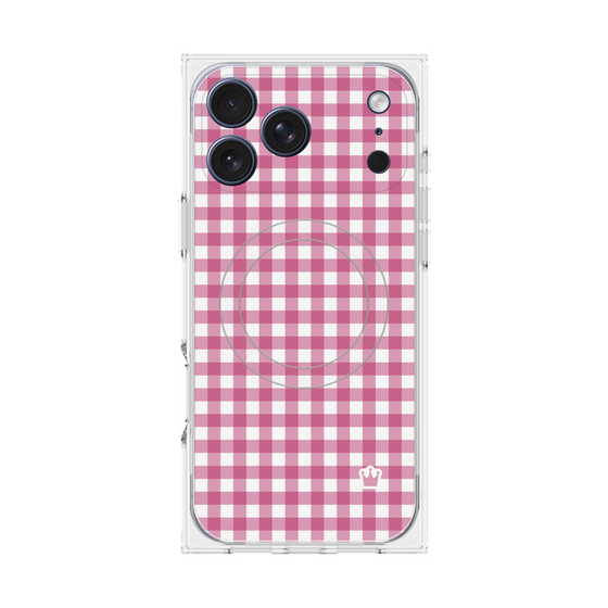 プレミアムスクエアケース with MagSafe［ Checkered Pink - ギンガムチェック ピンク ］