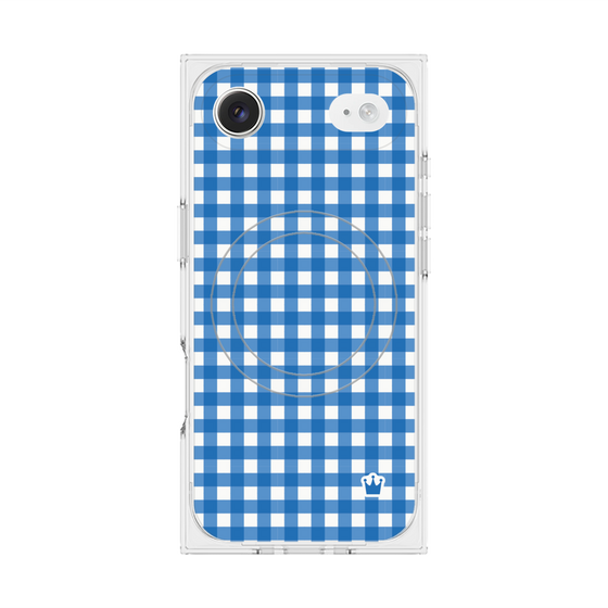 プレミアムスクエアケース with MagSafe［ Checkered Blue - ギンガムチェック ブルー ］