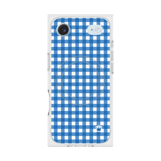 プレミアムスクエアケース with MagSafe［ Checkered Blue - ギンガムチェック ブルー ］