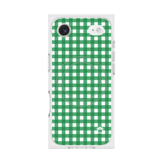 プレミアムスクエアケース with MagSafe［ Checkered Green - ギンガムチェック グリーン ］