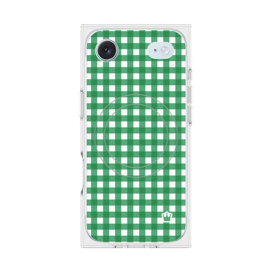 プレミアムスクエアケース with MagSafe［ Checkered Green - ギンガムチェック グリーン ］