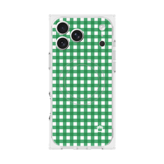 プレミアムスクエアケース with MagSafe［ Checkered Green - ギンガムチェック グリーン ］